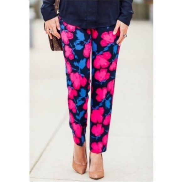 Banana Republic Pants - Banana Republic Avery Watercolor Trouser Slack Pants Floral Pink Blue 14